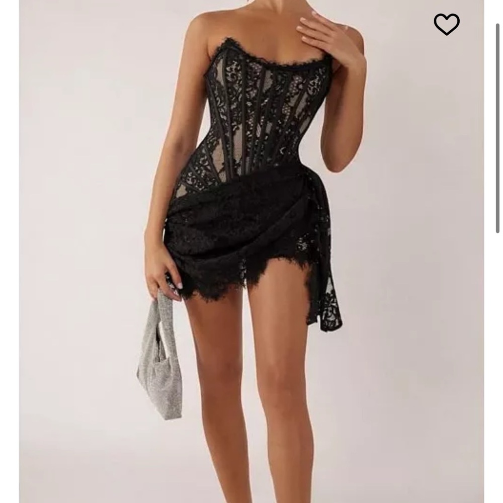 NWT Heiress Beverly Hills Black Corset Lace Mini Skirt
